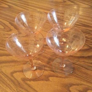 Vintage Kitchen - Vintage set of 4 pink depression cocktail glasses+ Vintage Kitchen - Vintage set of 4 pink depression cocktail glasses+